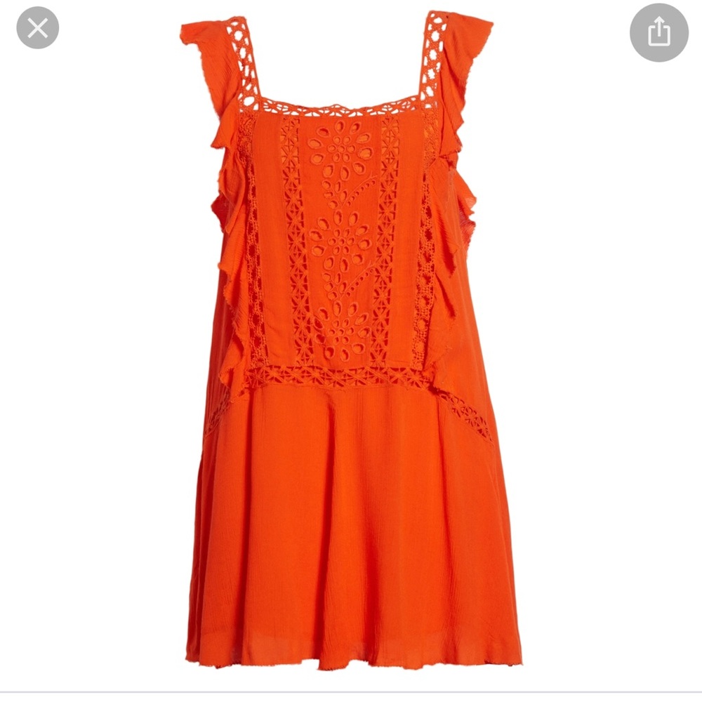New With Tags Free People Orange Embroidered mini dress.  Size Medium.